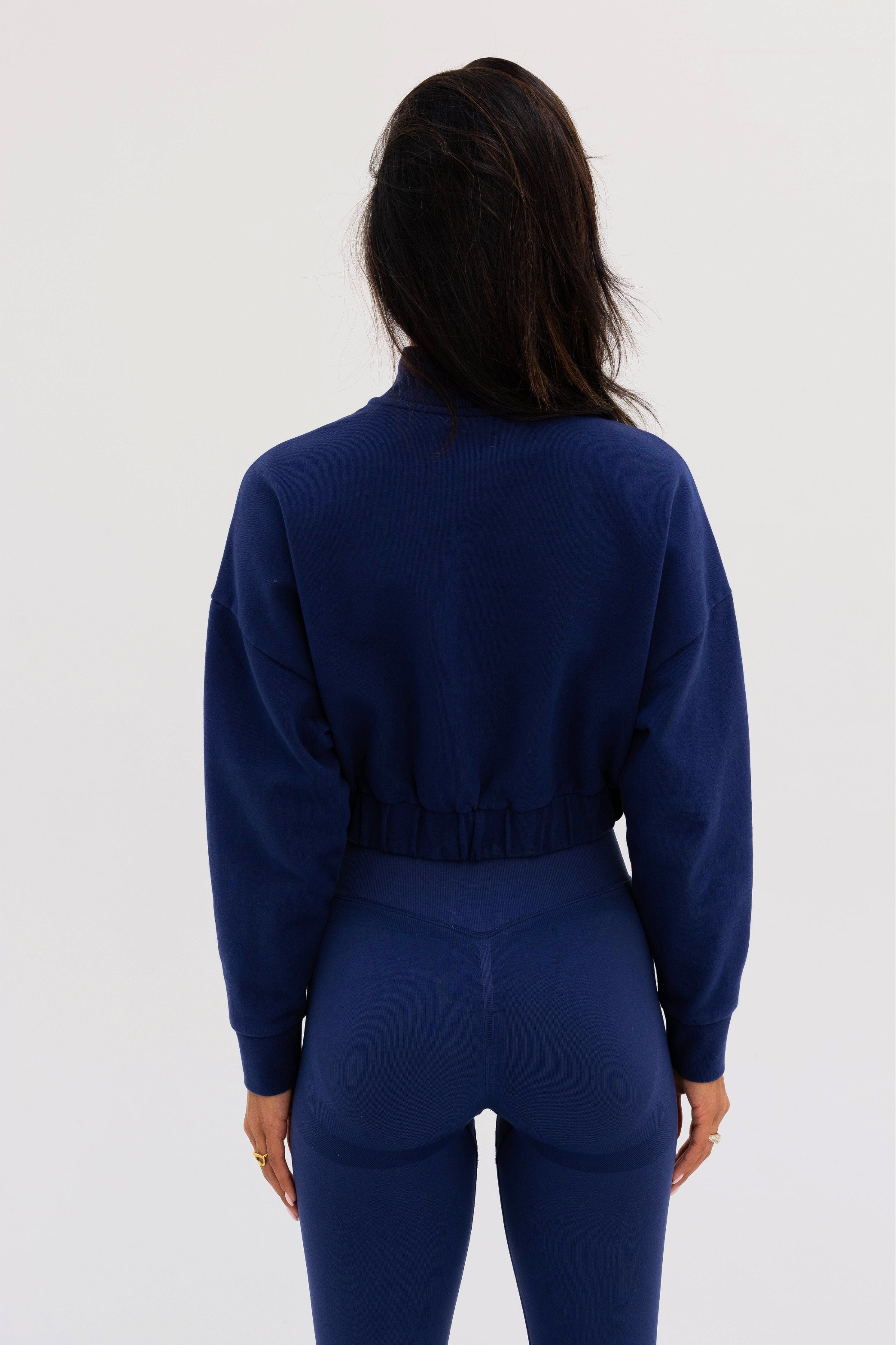 Kion Cropped Halfzip Top Dark Blue - Lionfit