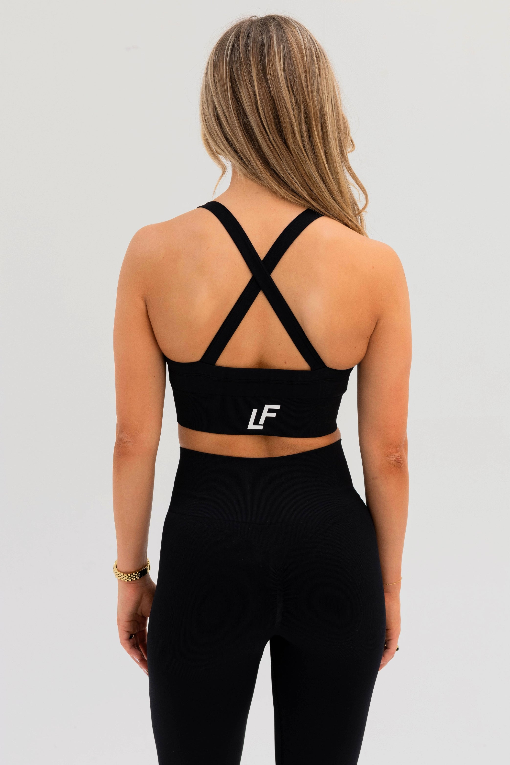 Kion Seamless Cross Bra Black - Lionfit