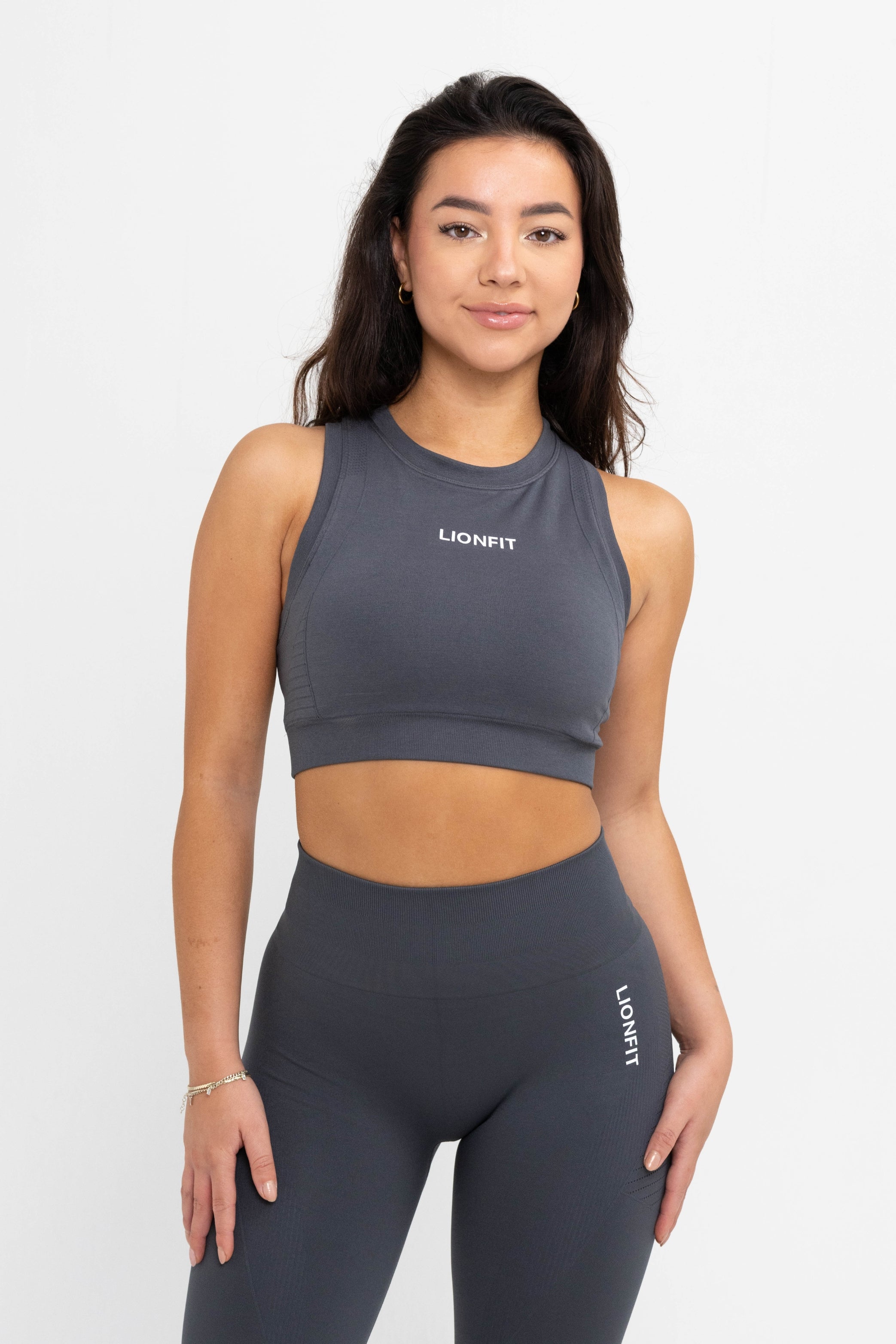 LIONFIT LEO HIGH NECK SPORTS BRA ANTRA GREY 1